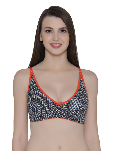 

Clovia Blue & Orange Printed Non-Wired Non Padded Everyday Bra