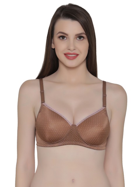 

Clovia Brown Printed Non-Wired Lightly Padded T-shirt Bra