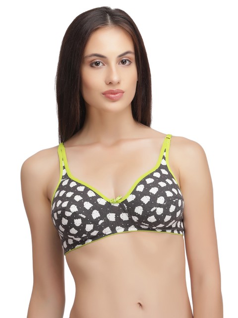 

Clovia Charcoal Printed Non-Wired Non Padded Everyday Bra