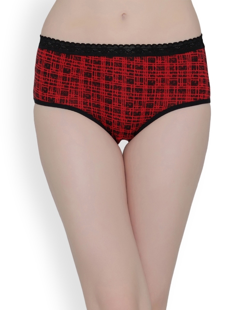 

Clovia Women Red & Black Printed Hipster Briefs PN2100P04S