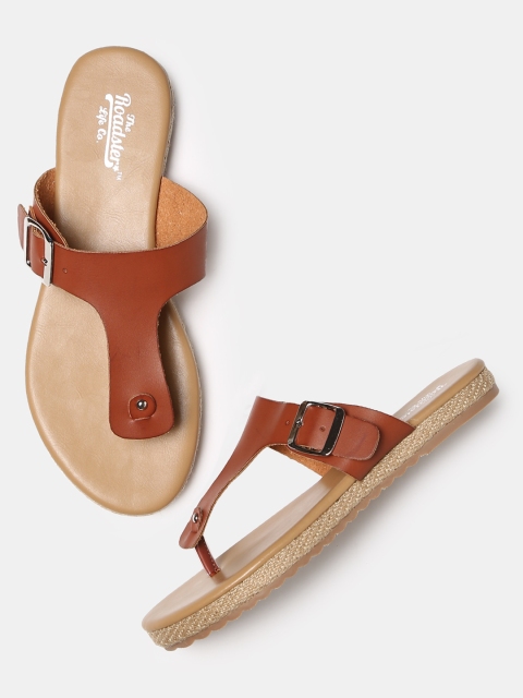 

Roadster Women Brown Solid T-Strap Flats