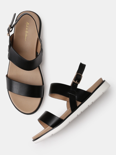 

Mast & Harbour Women Black Solid Open Toe Flats