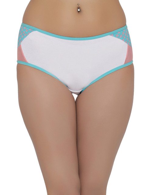 

Clovia Women White Printed High Waist Solid Hipster Briefs PN2073P183XL