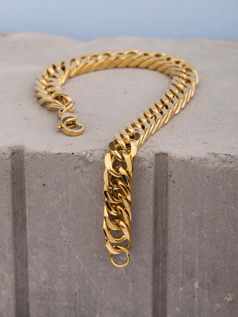 

Dare by Voylla Gold-Toned Stainless Steel Gold-Plated Handcrafted Link Bracelet