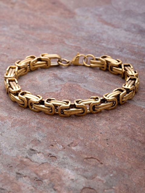 

Dare by Voylla Gold-Toned Stainless Steel Gold-Plated Handcrafted Link Bracelet