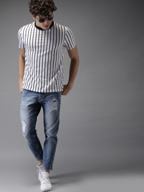 

HERE&NOW Men Blue Skinny Fit Cropped Mid-Rise Mildly Distressed Stretchable Jeans