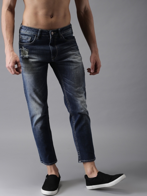 

HERE&NOW Men Blue Skinny Fit Cropped Mid-Rise Mildly Distressed Stretchable Jeans