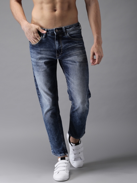 

HERE&NOW Men Blue Skinny Fit Cropped Mid-Rise Clean Look Stretchable Jeans