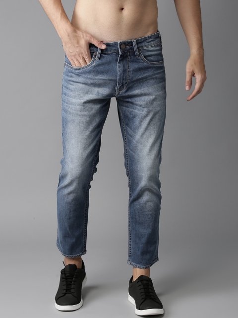 

HERE&NOW Men Blue Skinny Fit Cropped Mid-Rise Clean Look Stretchable Jeans