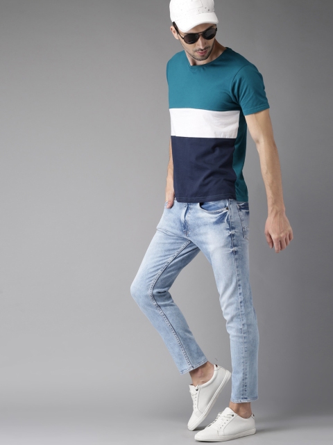 

HERE&NOW Men Blue Skinny Fit Cropped Mid-Rise Clean Look Stretchable Jeans