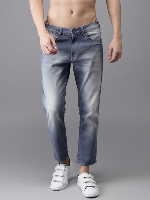 

HERE&NOW Men Blue Slim Tapered Fit Mid-Rise Clean Look Stretchable Cropped Jeans