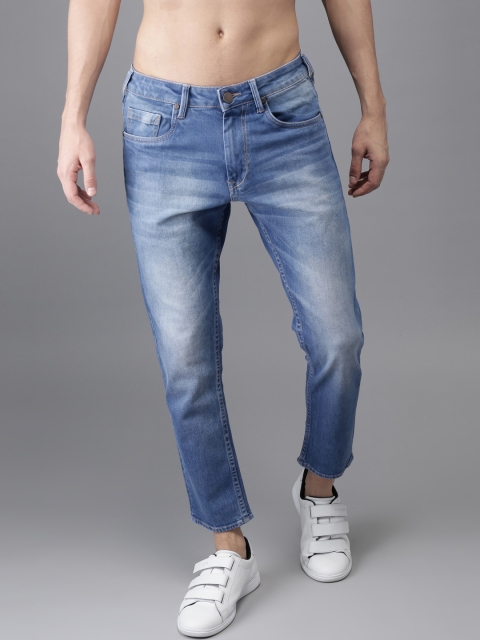 

HERE&NOW Men Blue Slim Fit Mid-Rise Clean Look Cropped Stretchable Jeans