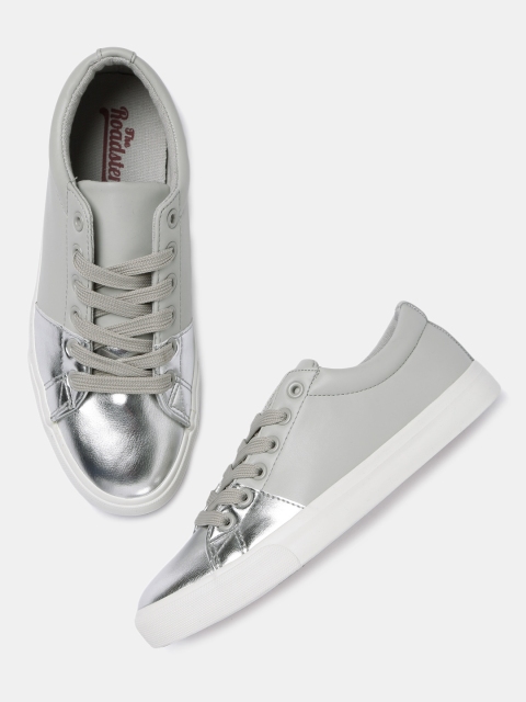 

Roadster Women Grey & Silver-Toned Colourblocked Sneakers