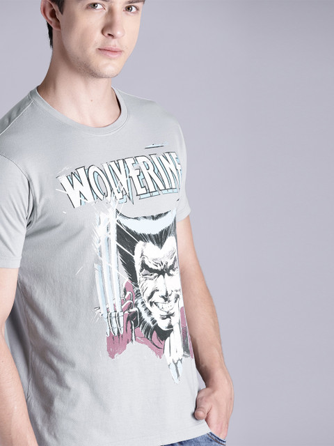

Kook N Keech Marvel Men Grey Printed Round Neck T-shirt
