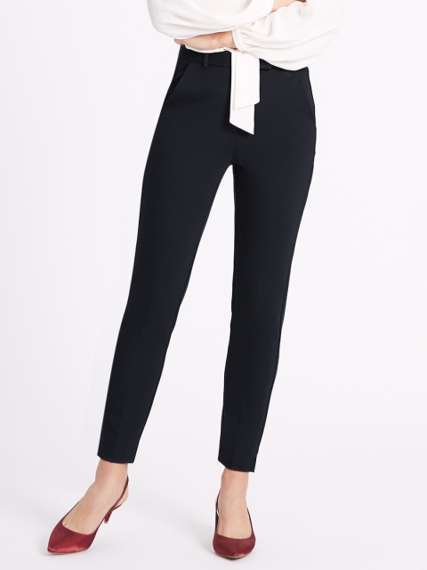 

Marks & Spencer Women Navy Blue Straight Fit Solid Formal Trousers