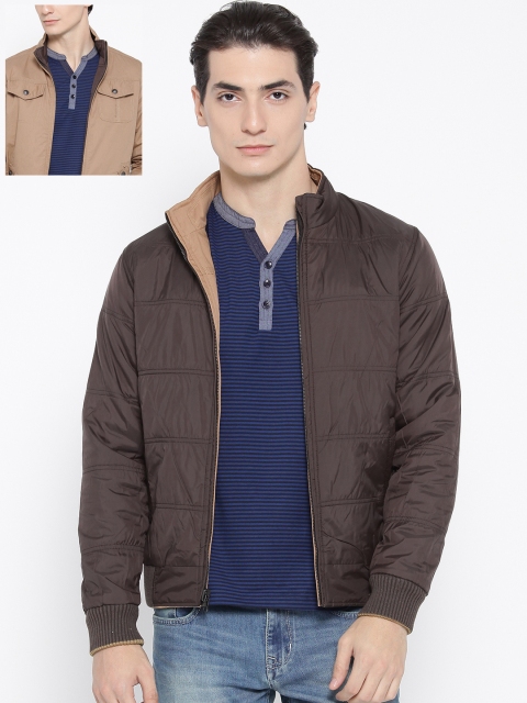 

Cloak & Decker by Monte Carlo Men Brown & Beige Solid Reversible Bomber Jacket