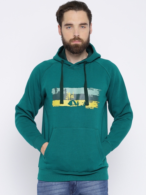 

Wildcraft Men Green Printed Hooded Adv Steps Sweatshirt
