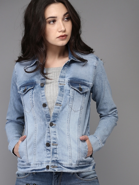 

Moda Rapido Women Blue Solid Denim Jacket