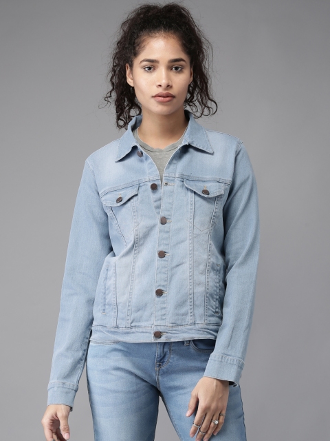 

HERE&NOW Women Blue Solid Denim Jacket