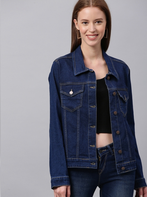 

HERE&NOW Women Blue Solid Denim Jacket