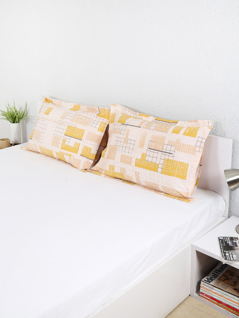 

House This Set of 2 Yellow & Peach Printed 18" x 27" Rectangular Pillow Covers
