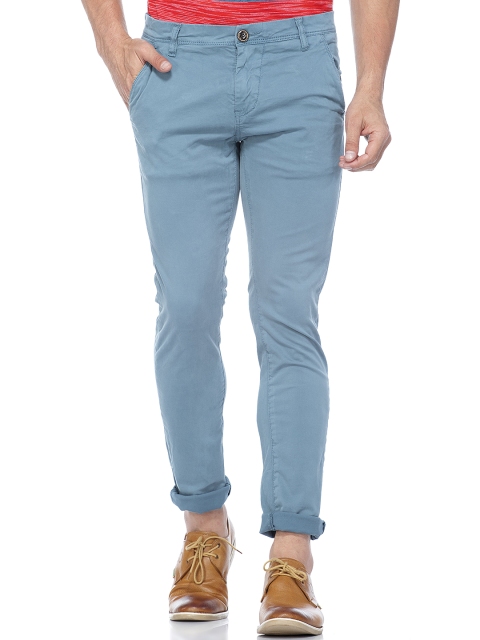 

Tinted Men Blue Comfort Slim Fit Solid Chinos