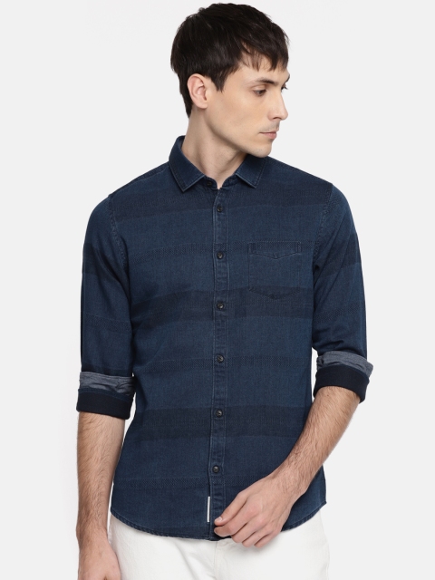 

Being Human Men Navy Blue Regular Fit Striped Casual Shirt