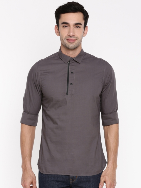 

Being Human Men Grey Slim Fit Solid Casual Shirt