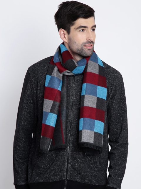 

Alvaro Castagnino Men Multicoloured Checked Reversible Muffler, Multi