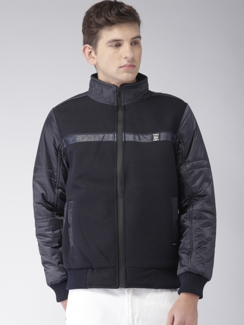 

Fort Collins Men Navy Solid Bomber Jacket, Navy blue