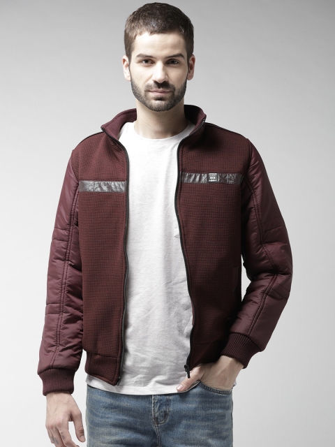 

Fort Collins Men Burgundy Solid Bomber Jacket
