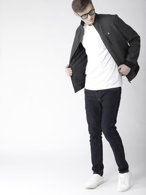 

Fort Collins Men Charcoal Grey Solid Bomber Jacket
