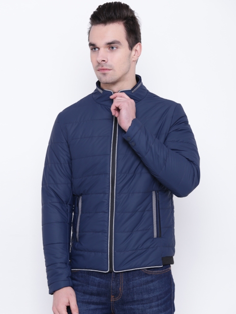 

Fort Collins Men Navy Blue Solid Quilted Jacket