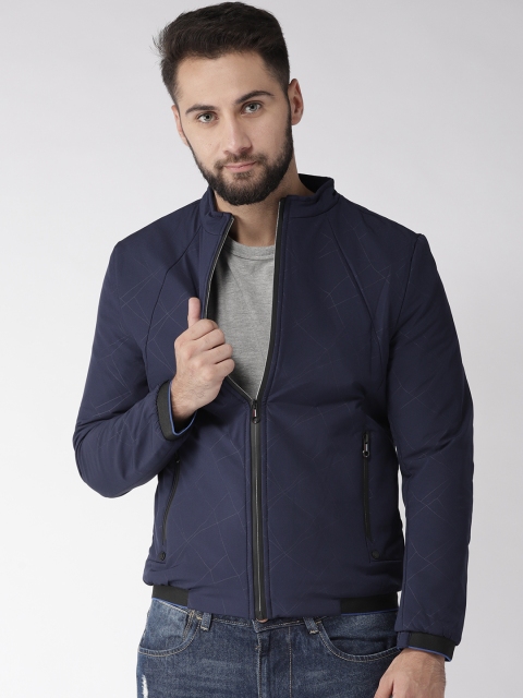 

Fort Collins Men Navy Blue Printed Bomber Jacket