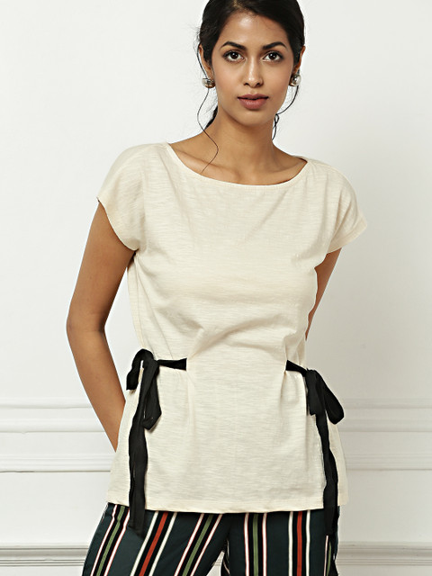 

all about you Women Cream-Coloured Solid Top