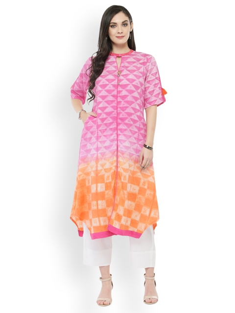 

Varanga Pink & Orange Printed Kurta