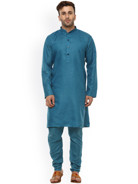 

Hangup Men Blue Solid Kurta with Churidar