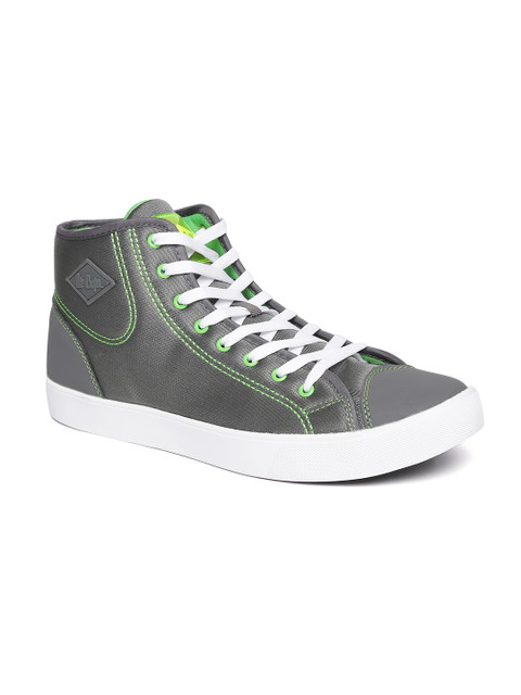 

Lee Cooper Men Grey Solid Mid-Top Sneakers