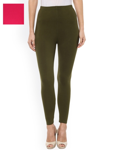 

Sakhi Sang Women Pack of 2 Solid Ankle-Length Leggings, Olive