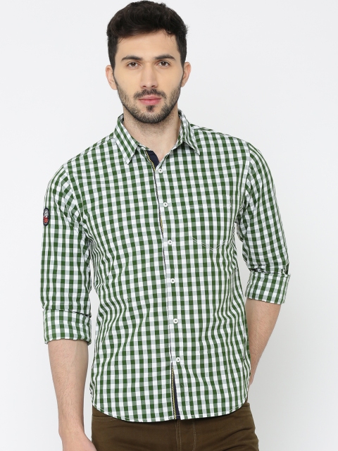 

SPYKAR Men Green & White Slim Fit Checked Casual Shirt