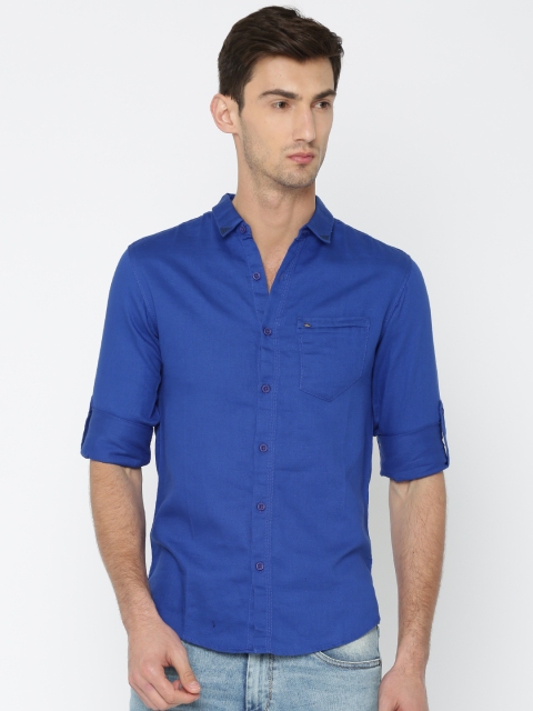 

SPYKAR Men Blue Slim Fit Solid Casual Shirt