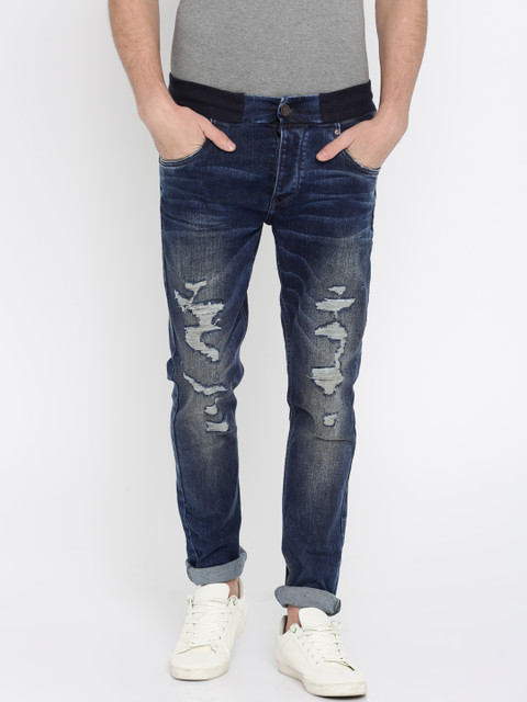 

SPYKAR Men Blue Skinny Fit Low-Rise Mildly Distressed Stretchable Jeans