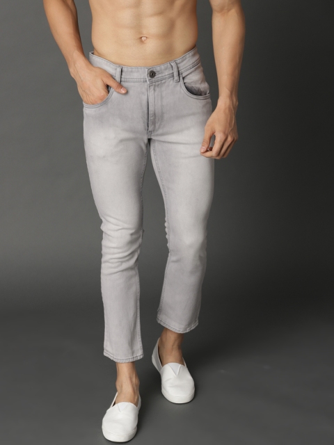

Roadster Men Grey Skinny Fit Mid-Rise Clean Look Stretchable Cropped Jeans