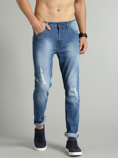 

Roadster Men Blue Skinny Fit Mid-Rise Low Distress Stretchable Jeans