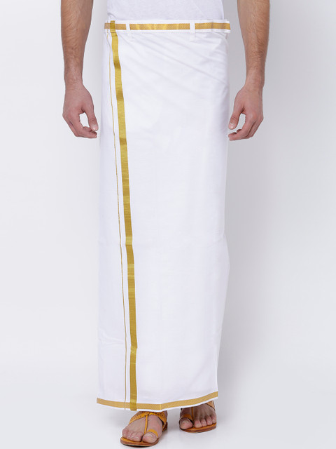

Svanik Off-White Solid Dhoti