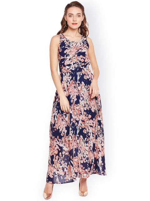 

Latin Quarters Women Blue Printed Fit and Flare Dress
