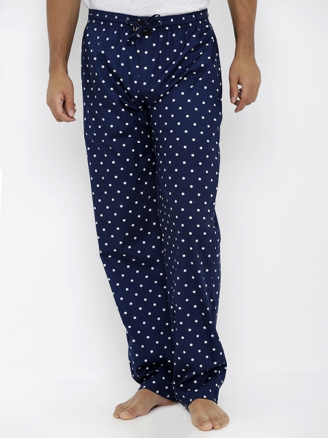 

London Bee Men Navy Polka Dots Printed Pyjamas MPLB0122, Navy blue