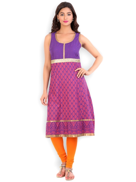 

Mytri Women Purple & Pink Printed Anarkali Kurta