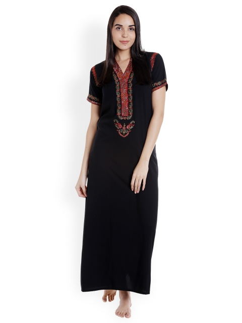 

Sand Dune Black Embroidered Nightdress