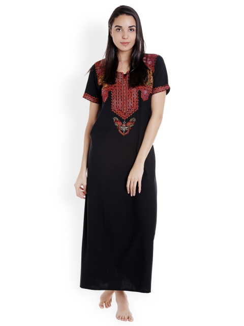 

Sand Dune Black Embroidered Nightdress 6092